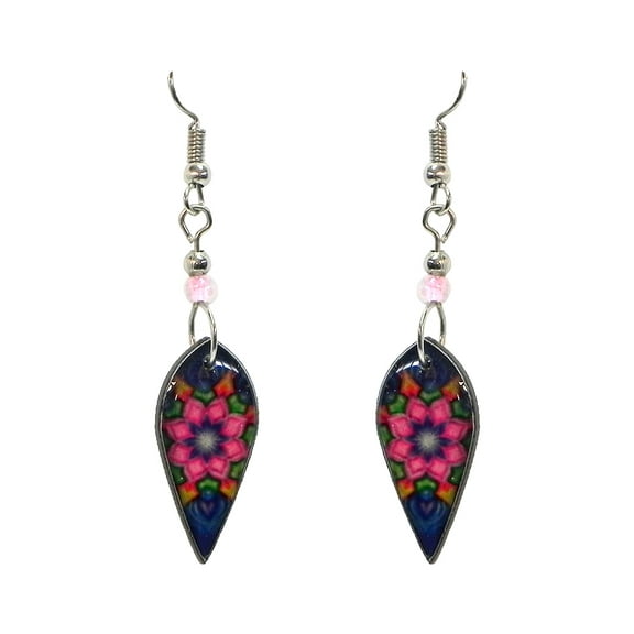 Ellipse New Age Spiritual Graphic Drop Dangle Earrings - Womens Fashion Handmade Jewelry Hippie Accessories