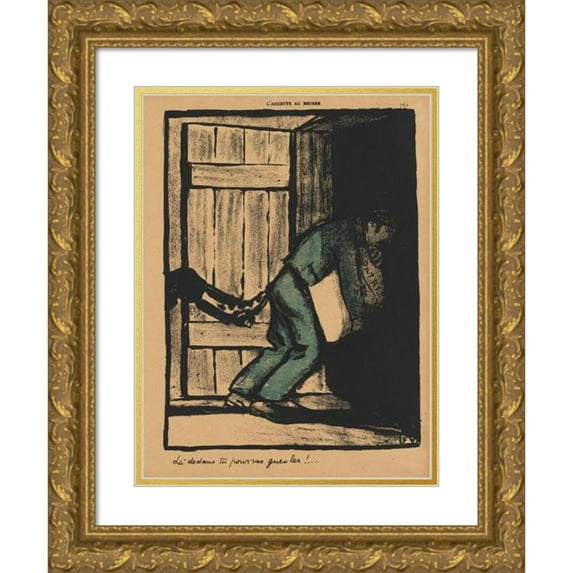 Félix Vallotton 11x14 Gold Ornate Wood Frame and Double Matted Museum Art Print Titled - Crimes and Punishments Xvii, 774, You Can Bawl (1872)