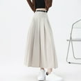 thumbnail image 6 of Zedker Dresses for Women Full Ankle Length Elastic Pleated Chiffon Long Skirt Style Beige Plus L, 6 of 6