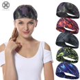 thumbnail image 3 of Wicking Elastic Yoga Headband Hairband for Working Out, Running, Gym, Cycling (Camo Gray), 3 of 9