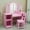 Pink, variant on Kicctian Kids Vanity Table and Chair Set, Princess Wooden Makeup Desk with Tri-Folding Mirror and Storage, Removable Top Converts to Writing Desk, High Back Chair for Toddler, White