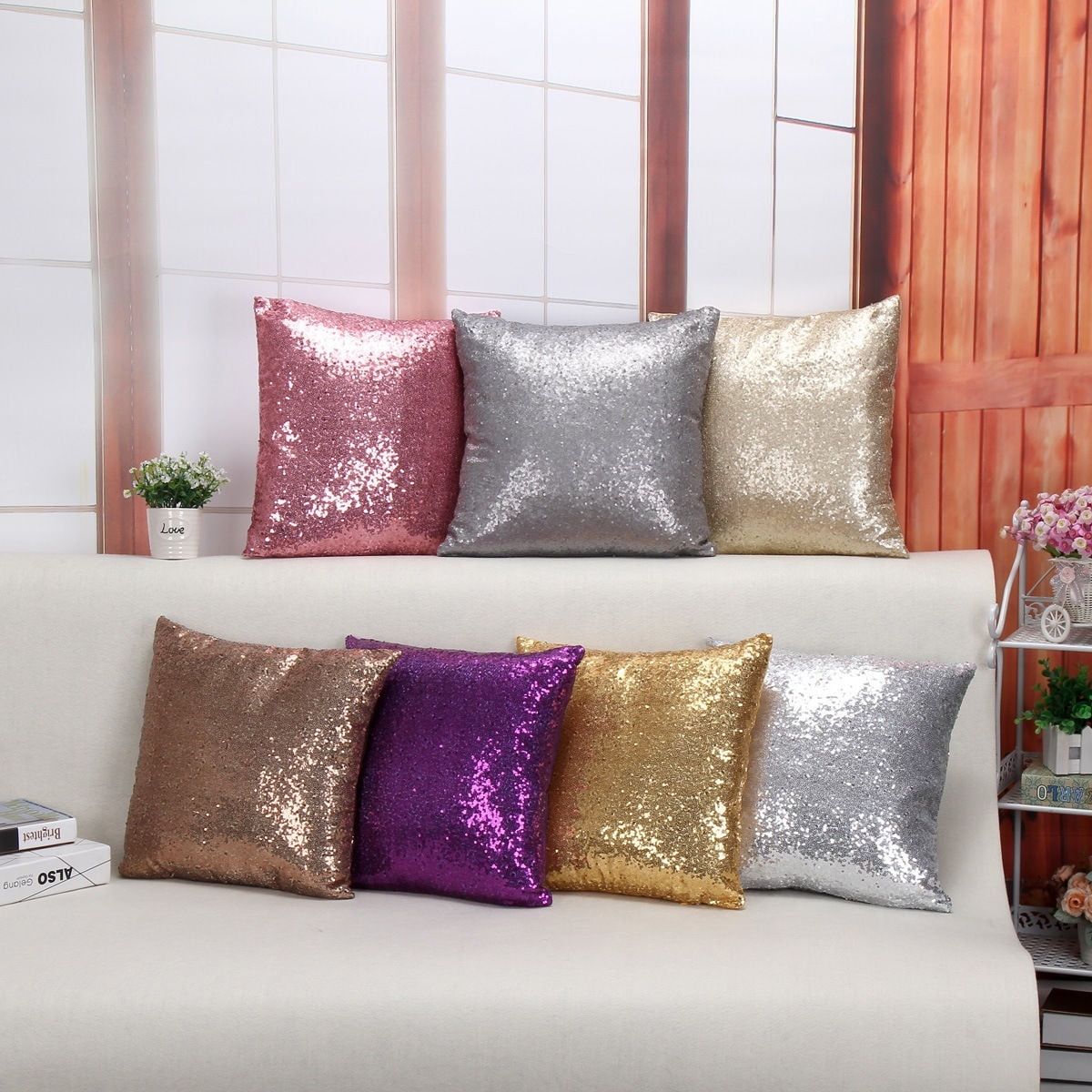 40*40cm Luxury Solid Glitter Scaly Sequins Bling Cushion Cover Pillow Case Home Decor Walmart