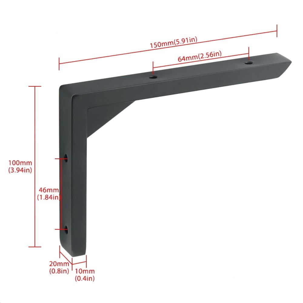Heavy Duty 6 Inch Shelf Bracket (2-Pack) - Stainless Steel Wall Mounted Support Bracket for Shelves