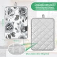 thumbnail image 3 of Two Pieces Of Square Heat Insulation Pad Oven Mitts 7x9.8 Inch Oven Microwave Kitchen Cooking Baking Gray Flowers, 3 of 7