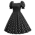 thumbnail image 3 of Makaor 80s Prom Dress for Women Vintage Fashion A Line Flare Vintage Dress Prom Swing Short Sleeve Polka Dot Printing Party Dress Spring Summer Dresses for Women 2023BlackL, 3 of 5
