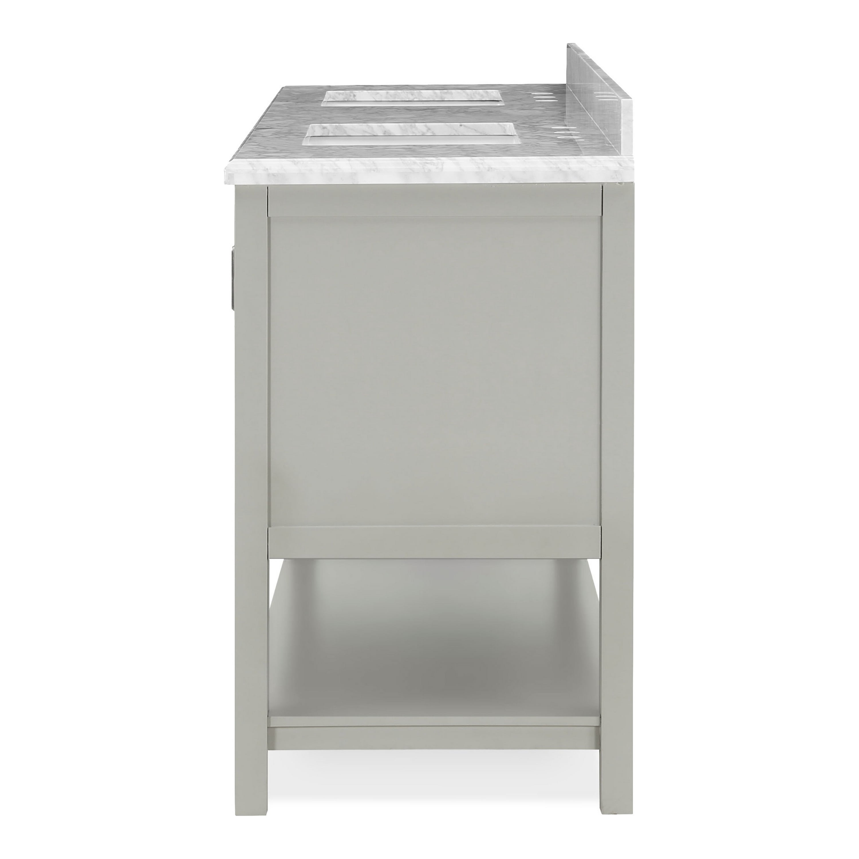 Furniture of America Freya 61" Gray Double Bathroom Vanity with White Carrera Marble Top and Undermount Sink