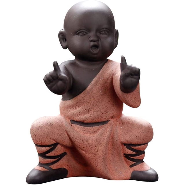Adornos de monje de Kung Fu, estatua de Buda, Animal de té, bandeja de té de jardín Zen, estatuilla para bandeja de té de Kung Fu, decoración del coche, hogar y oficina (rojo)
