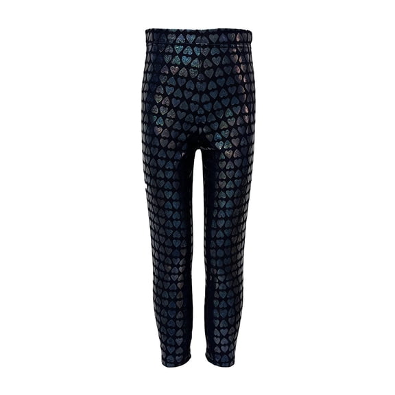 Lullu Girls Shiny Metallic Leggings High Waisted Dance Stage Performance Pants, Size 3-10