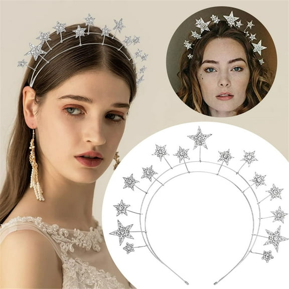 Rhinestone Star Headband Glitter Hair Accessories for Women Girls and Teenagers - Elegant Headpiece for Bridal and