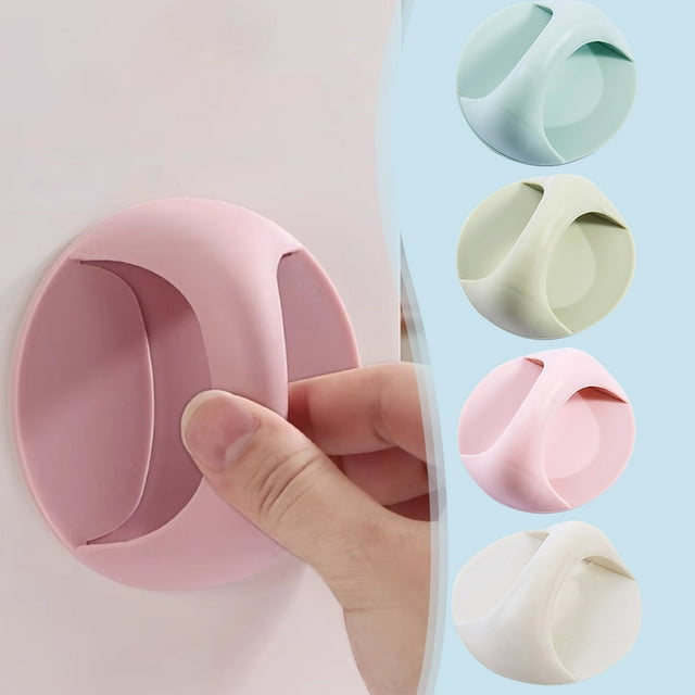 Round Self Adhesive Cabinet Door Handle | No-Hole Plastic Pulls for Drawers, Windows, & Sliding Doors | Strong Adhesive Backing for Glass, Tile, Wood & More | 2.5 Inch Non-Marking Handles (4-Pack)