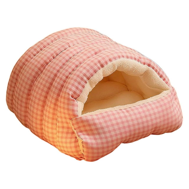 Cueva para mascotas acogedora, suave, multifuncional, cálida, práctica y lavable. Cama para mascotas y gatos. Rosa Blanco L