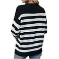 thumbnail image 4 of Aoochasliy Womens Sweaters Pullover Clothes O-Neck Knitted Sweater Contrast Striped Pullover Trendy Casual Tops, 4 of 6