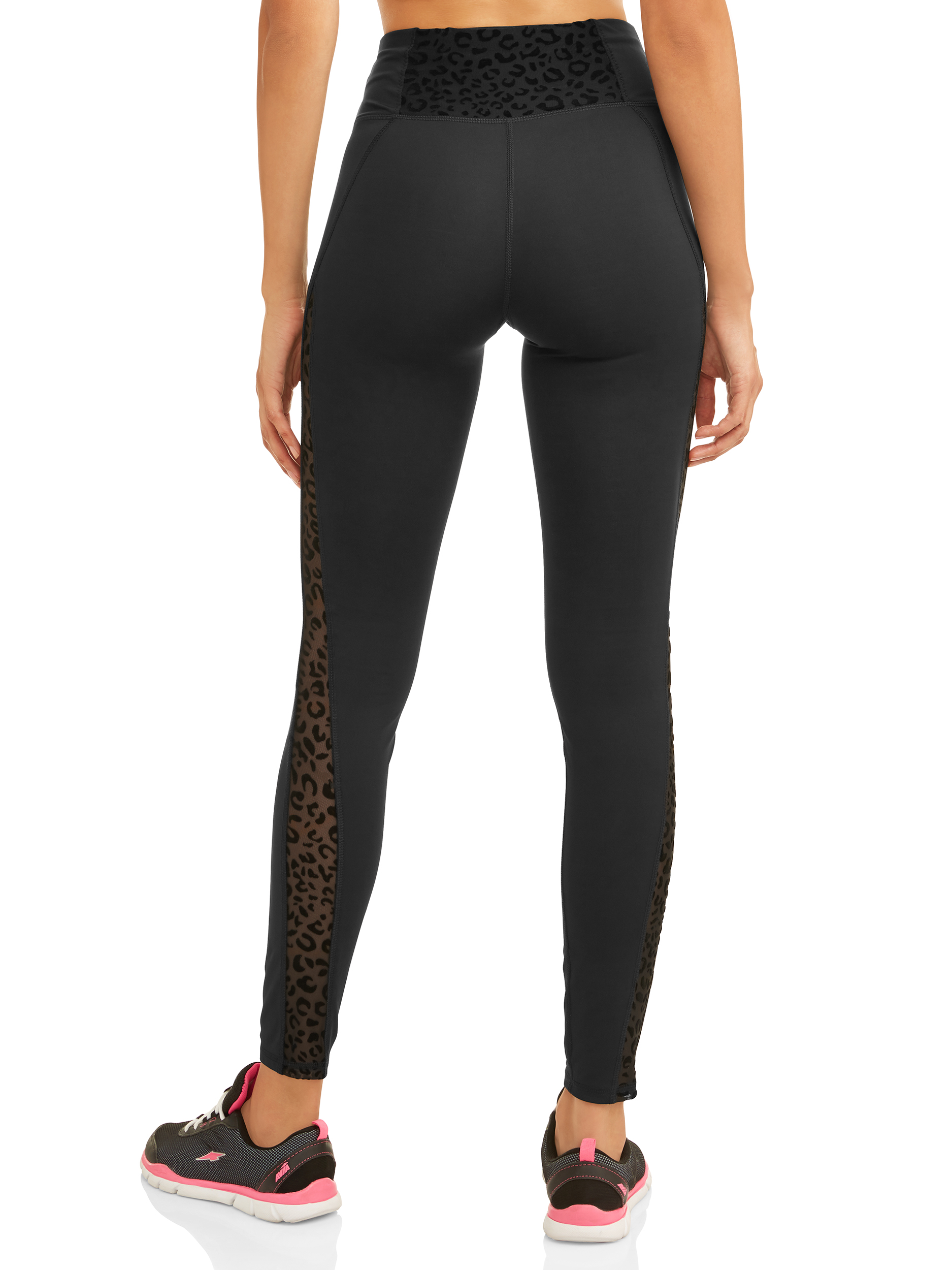 Women's Activewear Mesh Leopard Print Side Stripe Legging - image 2 of 3