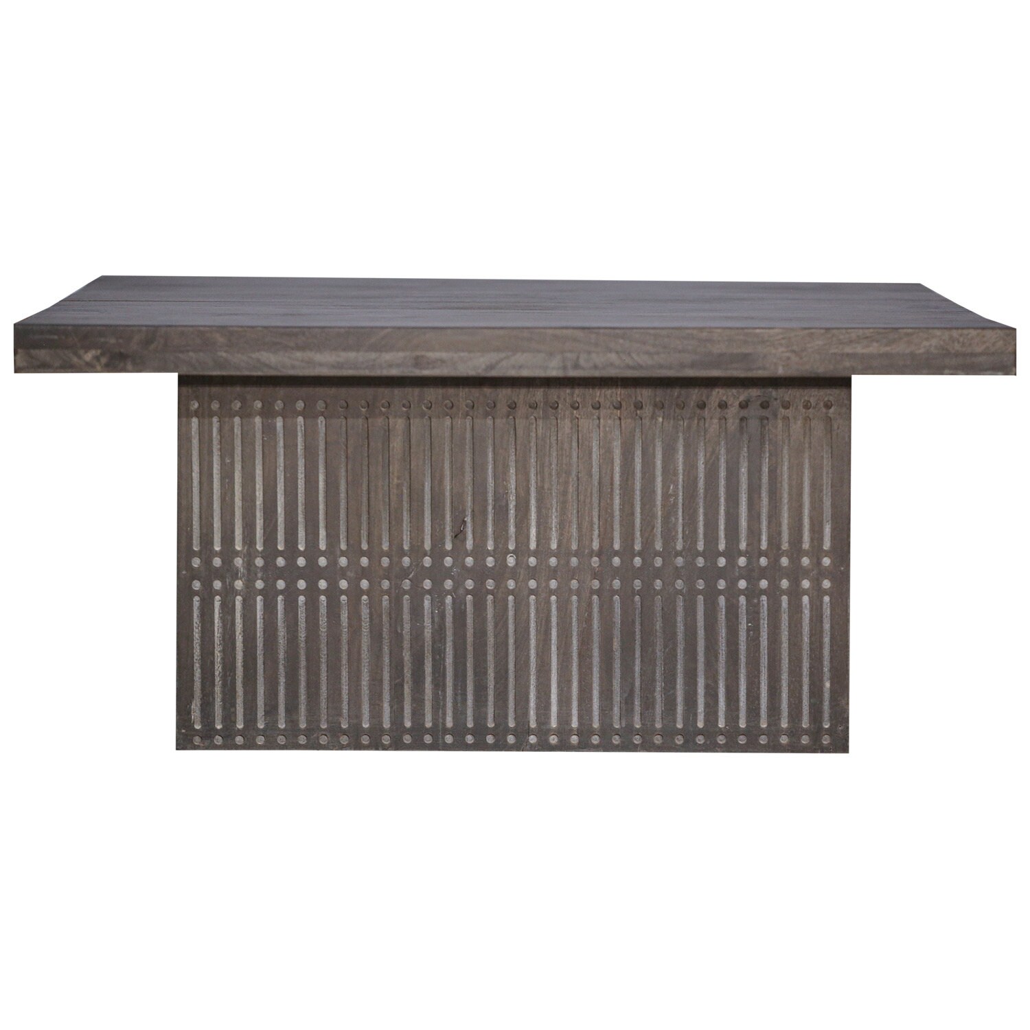 18 Inch Tall Distressed Gray Finished Wooden Block Coffee Table | Modern Living Room Center Table | Boho Chic Square Cocktail Table