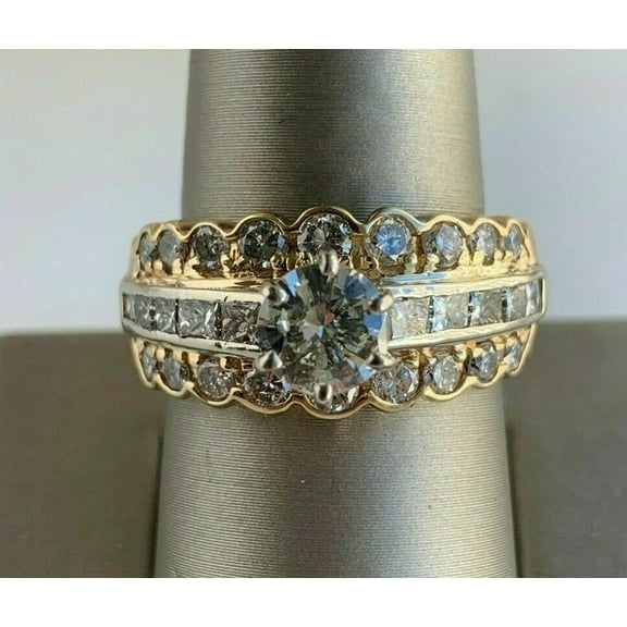 Aishvi Jewels 3Ct Lab Created Diamond Vintage Engagement Ring 14K Yellow Gold Plated Silver