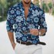 thumbnail image 3 of Camisa hawaiana de manga larga para hombre, moda de primavera y otoño, camisa con estampado de flores en 3D para hombre, top moderno para hombre, 3 of 5