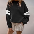 thumbnail image 2 of TOMVIGX Women Varsity Striped Sweatshirt Crew Neck Fall Oversized Sweatshirts Long Sleeve Y2k Sweat Shirt Casual Loose Fit Game Day Shirts, 2 of 5