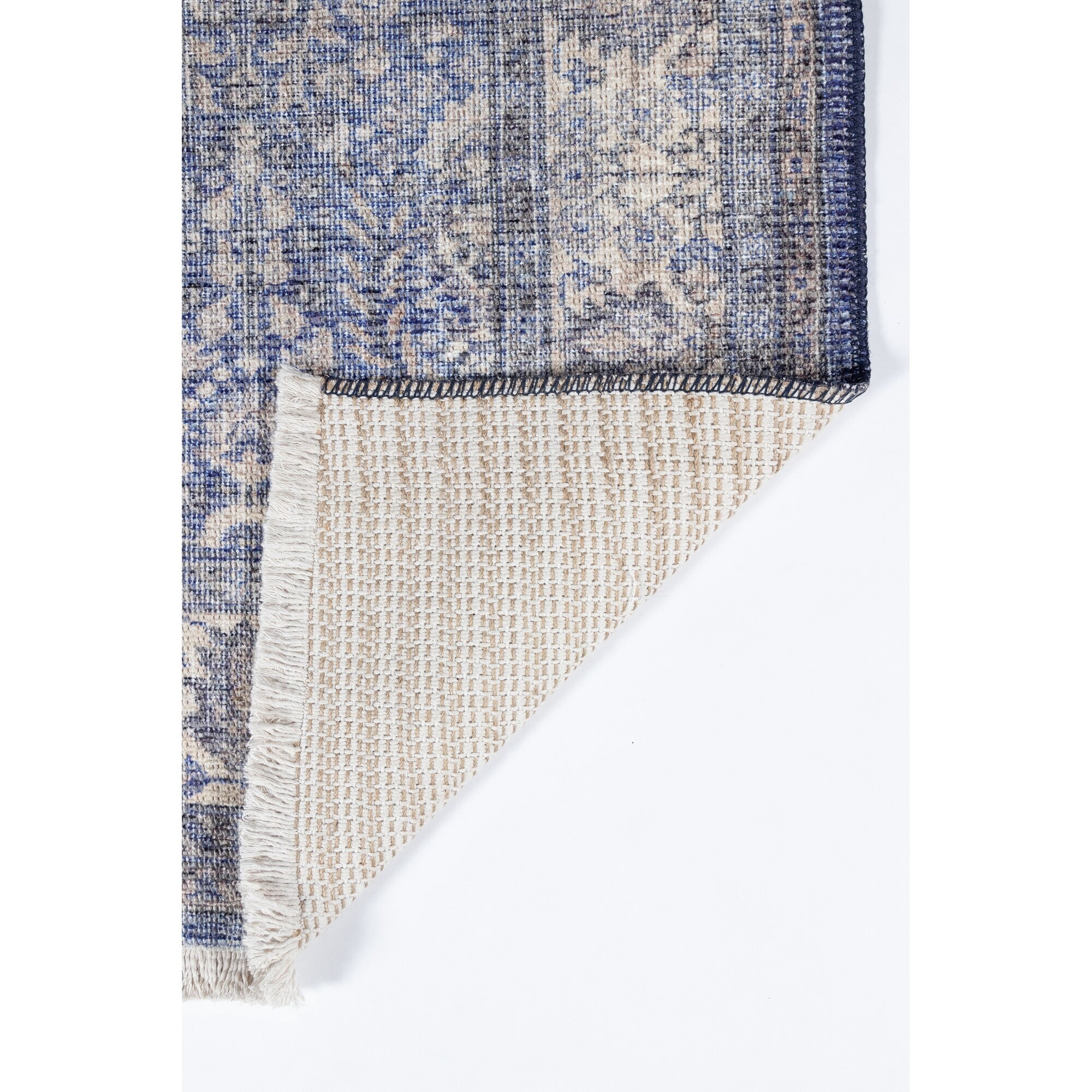 Momeni Helena Machine Made Polyester, Cotton And Jute Blue Area Rug 2' x 3'