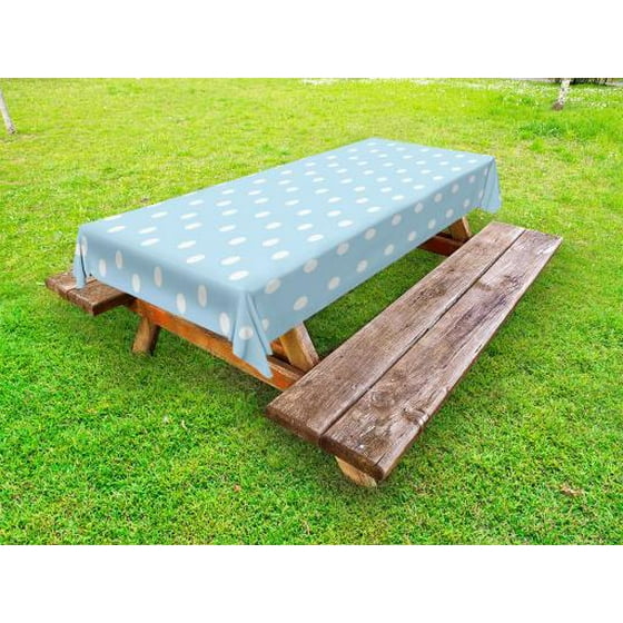 Aqua Outdoor Tablecloth Watercolor Style White Spots On Blue Aqua Outdoor Tablecloth Watercolor Style White Spots On Blue Backdrop Retro Polka Dots Baby Pattern Decorative Washable Fabric Picnic Table Cloth
