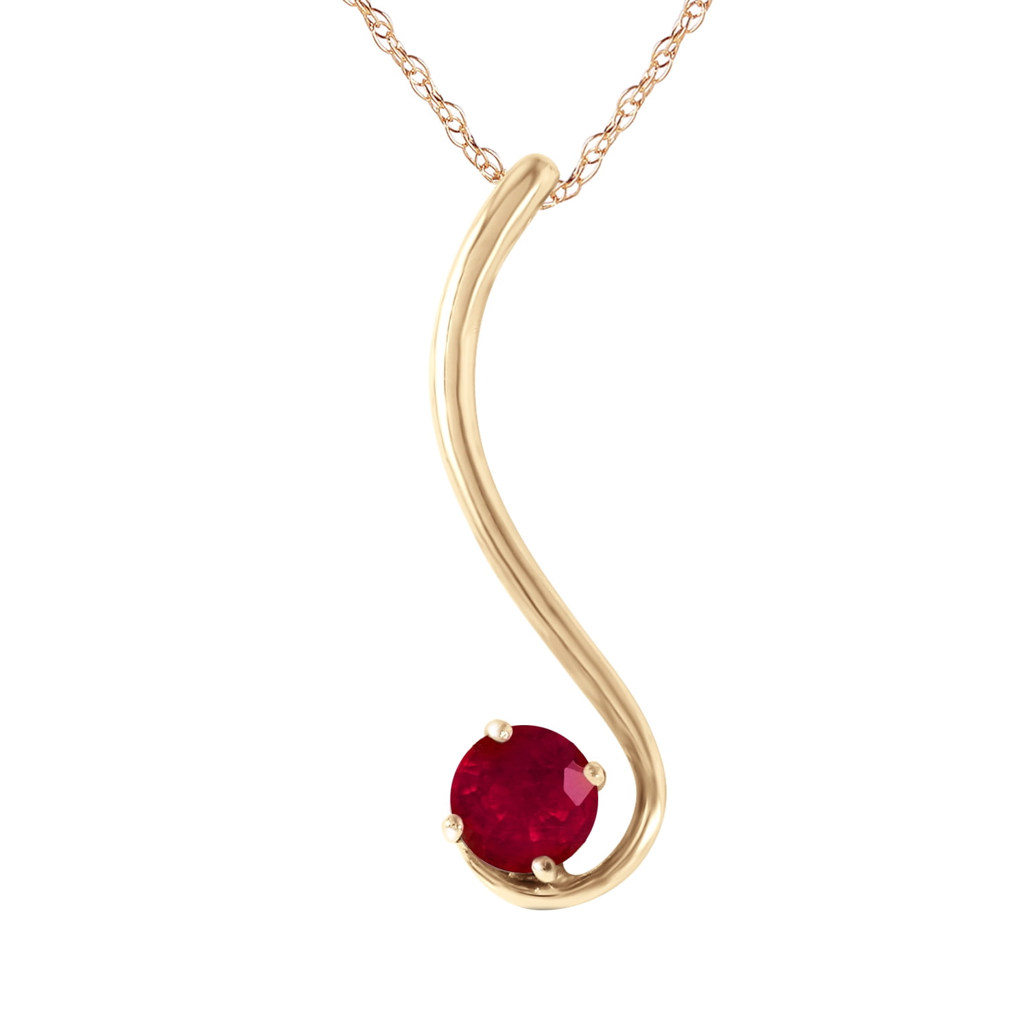 Galaxy Gold 14K Solid Gold 0.55 Carat Natural Ruby Necklace for Women - Yellow Gold Fine Jewelry