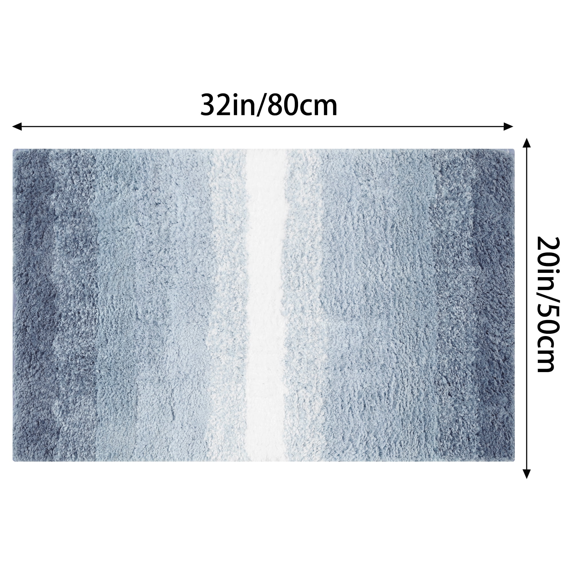 Unique Bargains Absorbent Bath Rug Non-Slip Plush Shaggy Bath Carpet Bath Mats Striped Blue Rectangle 20" x 32"