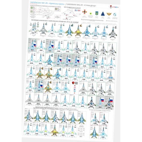 Mig 29 Fighter Jet Poster 27"x40" 27x40 Identification Chart Multi-Color Square Adults Best Posters