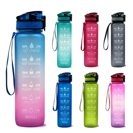 

MEGAWHEELS Motivational Water Bottle with Time Marker Leakproof Bottle for Fitness Sports