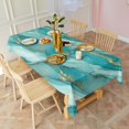 thumbnail image 3 of Teal Gold Marble Pattern Rectangle Tablecloth 60"x120",Waterproof Polyester Rectangle Table Cloth, Wipeable Spillproof Polyester Tablecloth for Dining, Camping, Indoor and Outdoor, 3 of 6