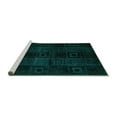 thumbnail image 2 of Ahgly Company Machine Washable Indoor Rectangle Abstract Turquoise Blue Modern Area Rugs, 2' x 5', 2 of 4