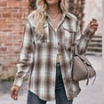 thumbnail image 7 of YDFCWXW Flannel Shirt for Women Button Down Long Sleeve Plaid Shirts Collared 2025 Casual Work Tops Coffee, M, 7 of 7