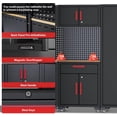 thumbnail image 5 of HPDMC Garage Storage Cabinet System, 32PCS Garage Cabinets and Storage System Kit Workshop Set with Steel Cabinet, Cabinet Drawers, Workbench, Red Handle, 5 of 8