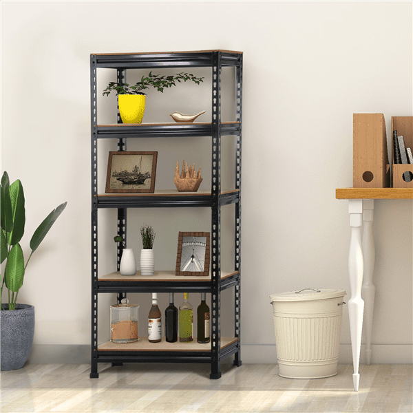 Alden Design 5-Tier Boltless & Adjustable Steel Storage Shelf Unit, Black