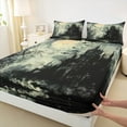 thumbnail image 3 of jejeloiu Spooky Castle Full Size Sheets,Dark Style Bed Sheets,Black Aplstter Ink Sheet Sets For Children,Ultra Soft Home Decor,4 Pieces, 3 of 7