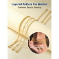 thumbnail image 5 of PROSTEEL 3 Pcs Stainless Steel Summer Anklet for Women 14K Gold Plated Paperclip Cuban Figaro Charm Bracelet Beach Jewelry Birthday Gift 8.5 Inch Chain, 5 of 7