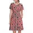 thumbnail image 1 of Bixox Robe d'Été à Manches Courtes pour Femmes Robe Ample Longueur Genou avec Poches-Poker, 1 of 7