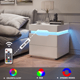 thumbnail image 4 of Homall LED Lighted Nightstand Set of 2 with 2 Drawers & Power Outlet, End Table with Remote for Bedroom Living Room, White, 4 of 7