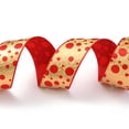 thumbnail image 3 of 2 Rolls 20 Yards 1 Inch Red and Gold Ribbon Polka Dots Single Face Ribbon Polyester Printed Christmas Satin Ribbons Bulk with Spool, 3 of 5