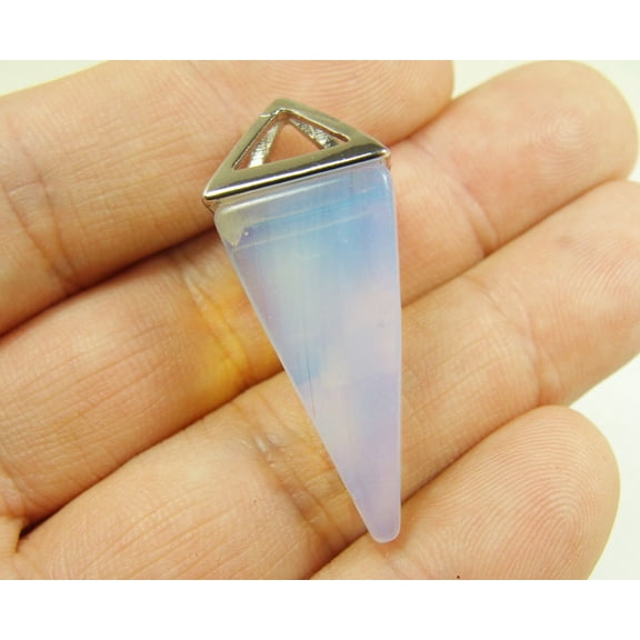 15x30mm Opalite Pyramid Pendant With Metal Frame ForJewelry Making