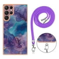 thumbnail image 7 of Case for Samsung Galaxy S23 Ultra, Adjustable Detachable Crossbody Strap Neck Strap Silicone Bumper Marble Painted TPU Ultra Thin Shockproof Protective Phone Case Cover for Galaxy S23 Ultra, Purple, 7 of 7