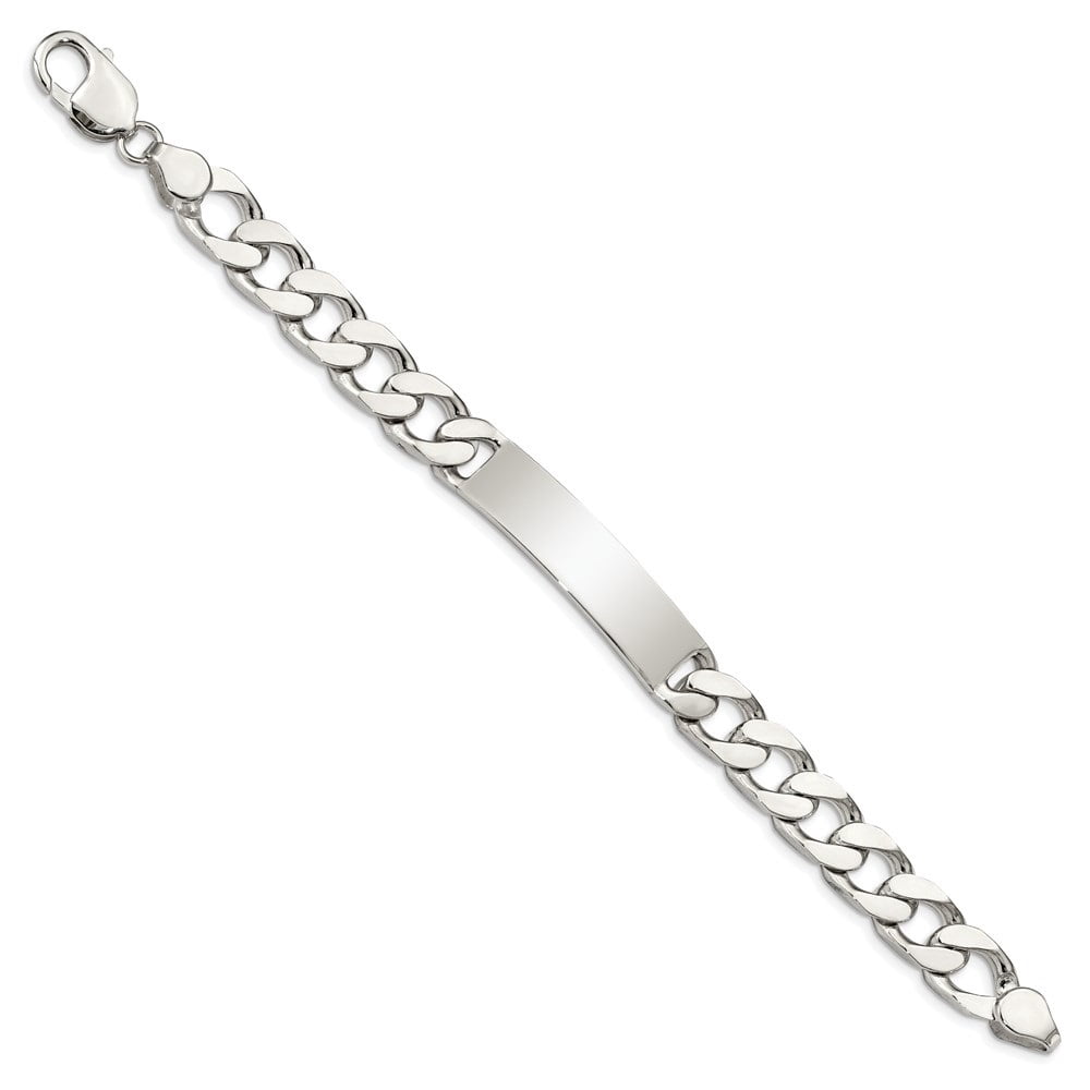 Diamond2Deal 925 Sterling Silver Polished Engraveable Curb Chain Link ID Bracelet for Men 7.5"