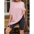 thumbnail image 3 of Womens T Shirts Summer Crewneck Short Sleeve Loose Fit Basic Tee Tops Workout Clothes, 3 of 5