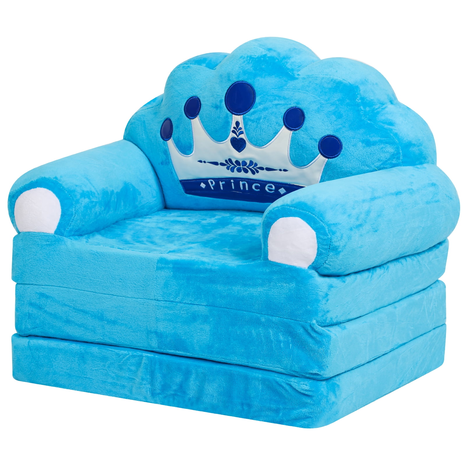 Dznils Toddler Sofa Chair, 2-in-1 Soft Foam Flip Open Kids Couch Lounger Comfy, Ages 1+, Blue Prince