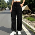 thumbnail image 6 of Hvogkswy Cargo Pants Women Drawstring Elastic Waist Jogger Cargo Pants Loose Straight Lightweight Comfy Hiking Pants with Multi Pockets, 6 of 7