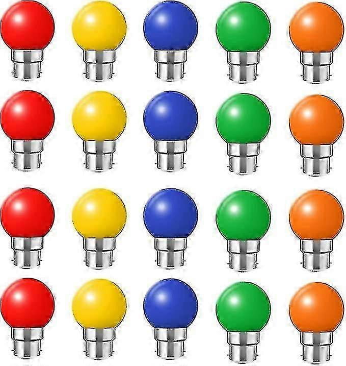 20x B22 Bayonet Cap LED Coloured Light Bulb Mini Globe Golfball Bulbs ...