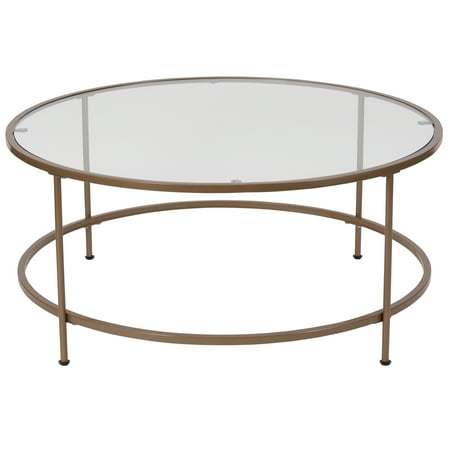 Diamond Furniture Collections - Flash Furniture Astoria Collection Glass Coffee Table with Matte Gold Frame