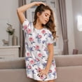 thumbnail image 3 of Wukai Lavender Flowers Print Women's Loose Short Sleeve Nightgown, Soft Sleep Dress for Comfortable Relaxation, Casual Lounge Wear, 3 of 6