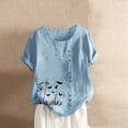 thumbnail image 1 of Babysbule Hauts pour Femmes en Liquidation Mode Été Ample Imprimé Col Rond T-Shirt Manches Courtes Blouse Décontractée, 1 of 3