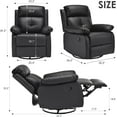 thumbnail image 2 of Farini Small Swivel Rocker Recliner Chair for Adult, PU Leather Recline Sofa Chair with Footrest for Bedrooms, Living Rooms & Small Spaces, Black, 2 of 9