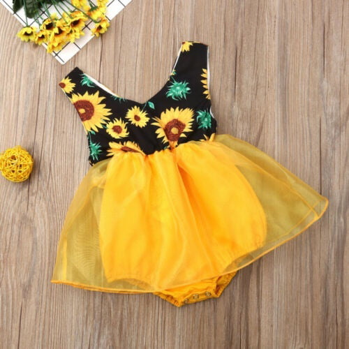 Sale New Flower Newborn Baby Girls Romper Infant Girls Jumpsuit Sunflower Playsuit Summer Baby Girls Costumes 