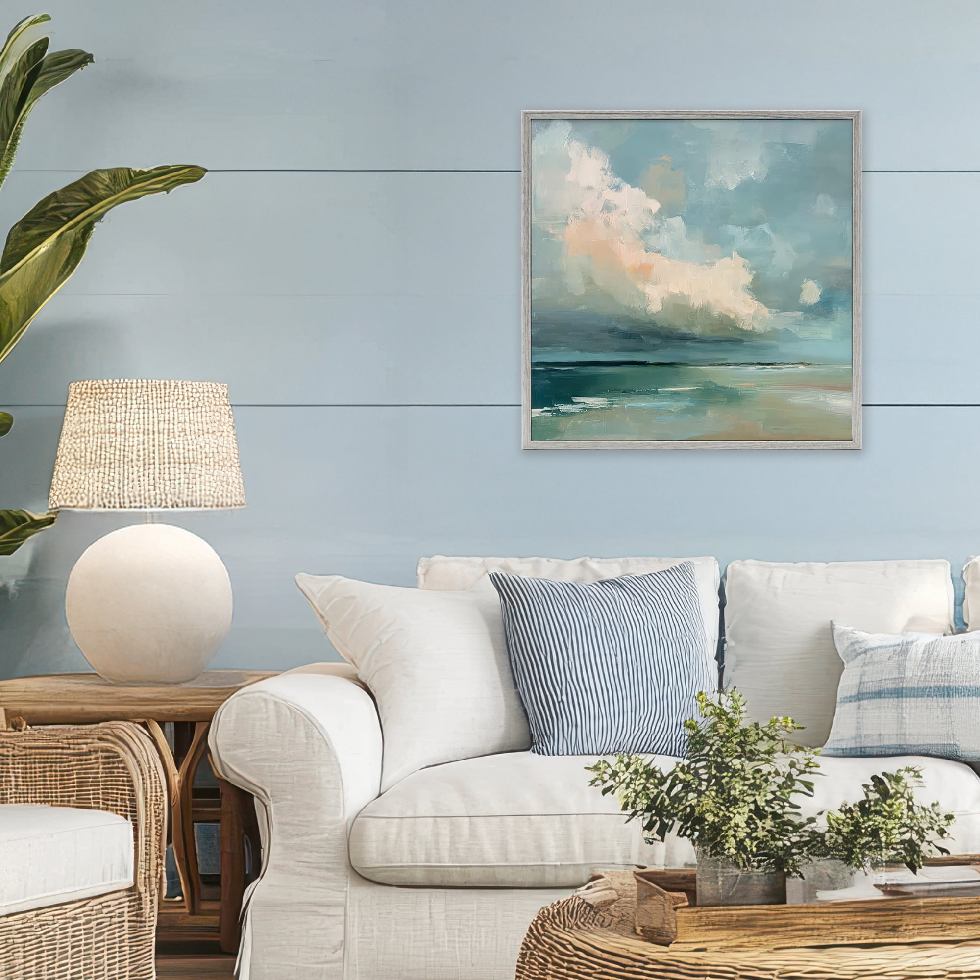 Stupell Industries Stormy Beach with Overhead Clouds Gray Framed Giclee Art, design by Kim Curinga